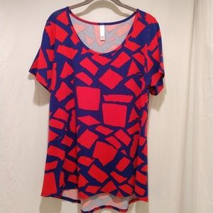 Lularoe red and navy classic t shirt